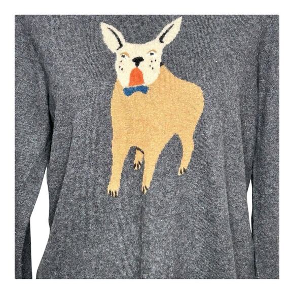 J. Crew Frenchie French Bulldog Dark Gray Sweater Wool Blend XL - Picture 6 of 9